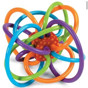 New Manhattan Toy Winkel Rattle & Sensory Teether Toy, Blue/Green/Oran